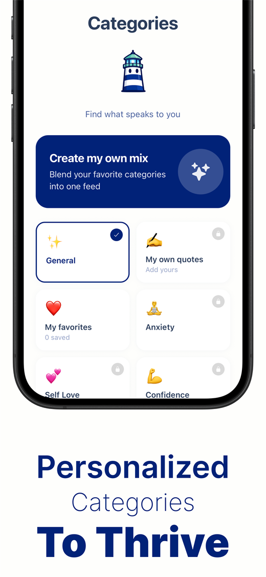 Customize - Personalized categories to thrive